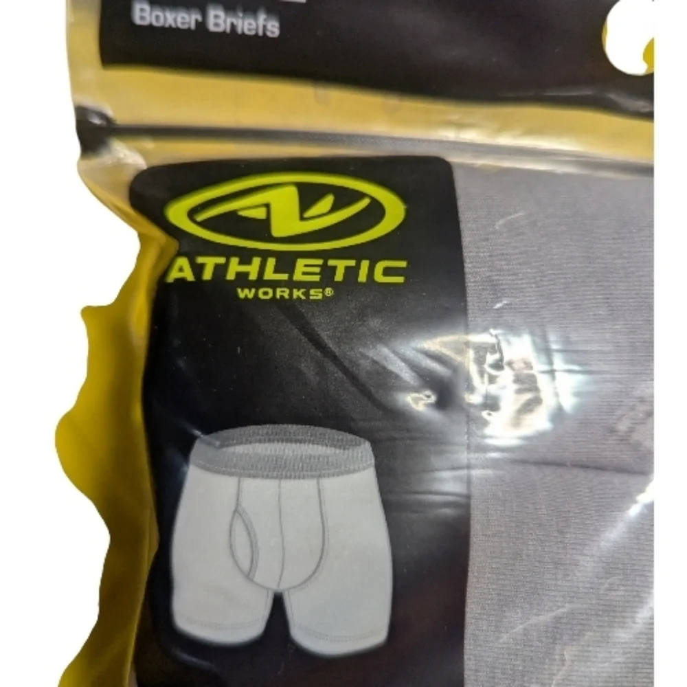 Athletic Works Performance Cotton Boxer Briefs M 32-34 Black Blue Gray